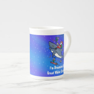Tasse En Porcelaine Rêver D'Un Grand Noël De Requin Blanc
