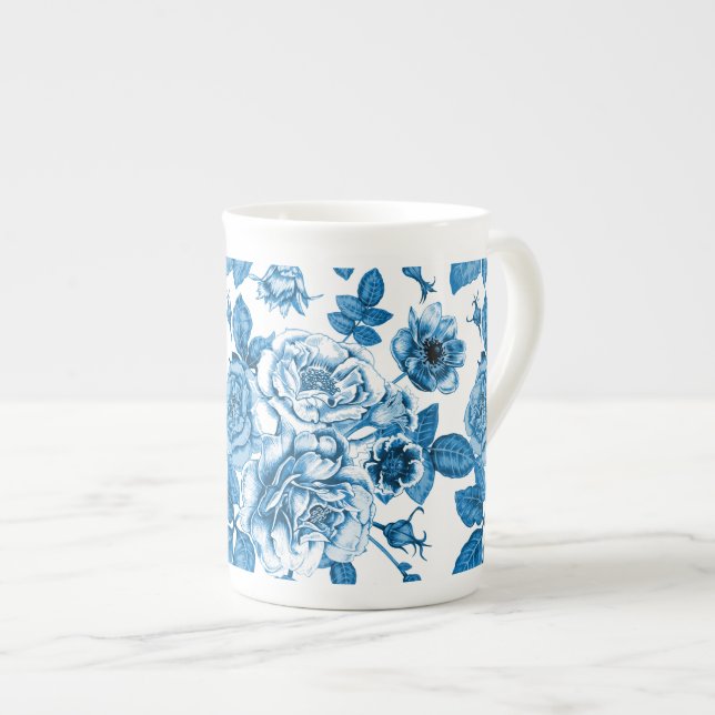 Tasse En Porcelaine Rose bleu (Devant droit)