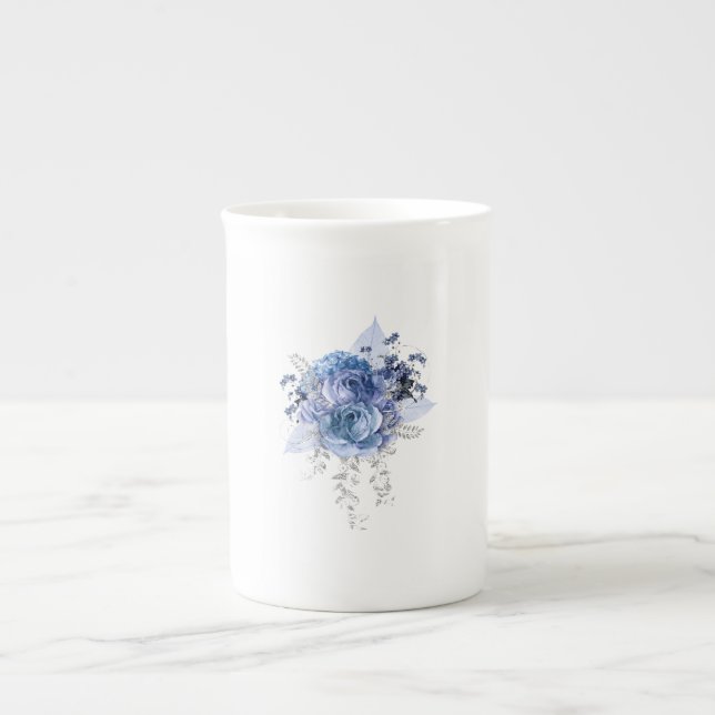 Tasse En Porcelaine Rose bleu (Devant)