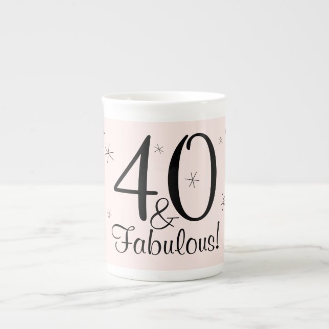 Tasse en porcelaine rose flamant 40 et Fabuleuse ! (Devant)