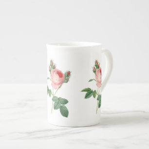 Tasse En Porcelaine rose vintage botanical illustration