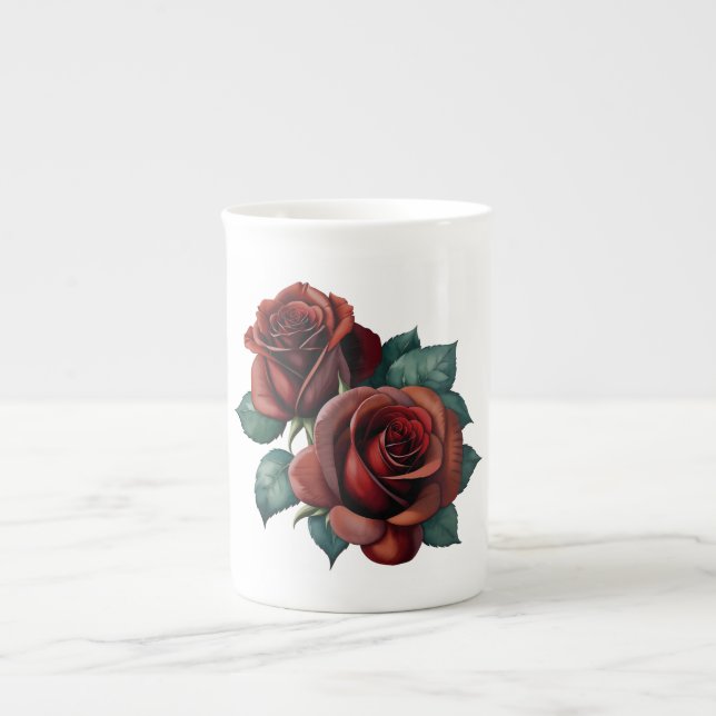 Tasse En Porcelaine Roses rouges (Devant)