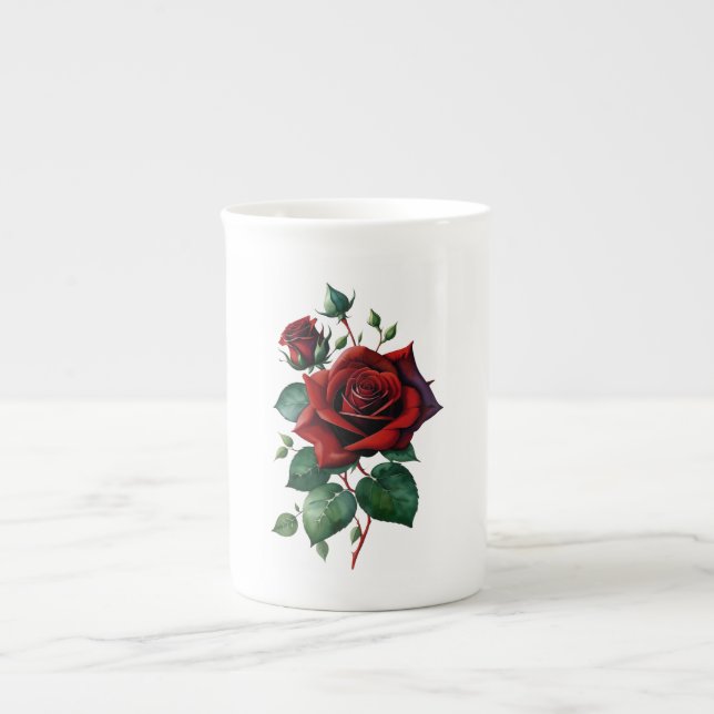 Tasse En Porcelaine Roses rouges (Devant)