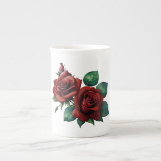 Tasse En Porcelaine Roses rouges