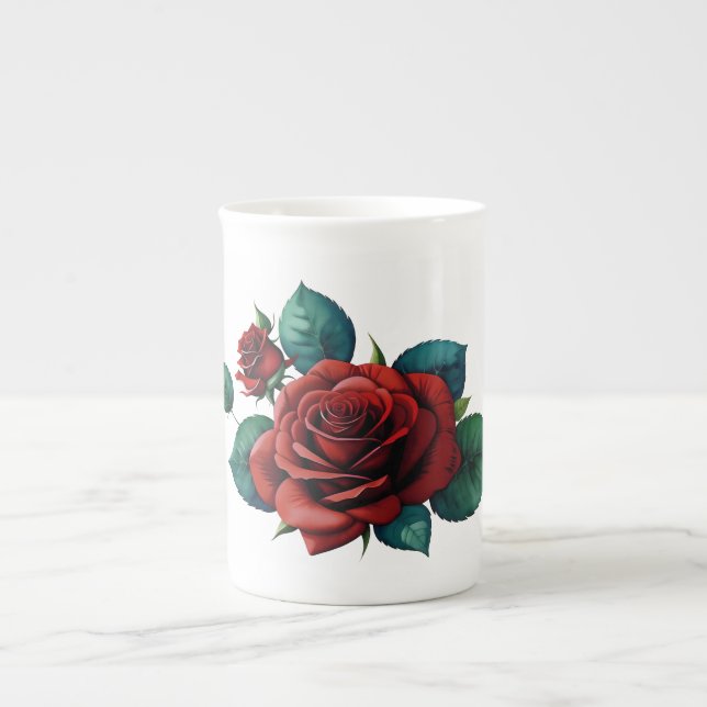 Tasse En Porcelaine Roses rouges (Devant)