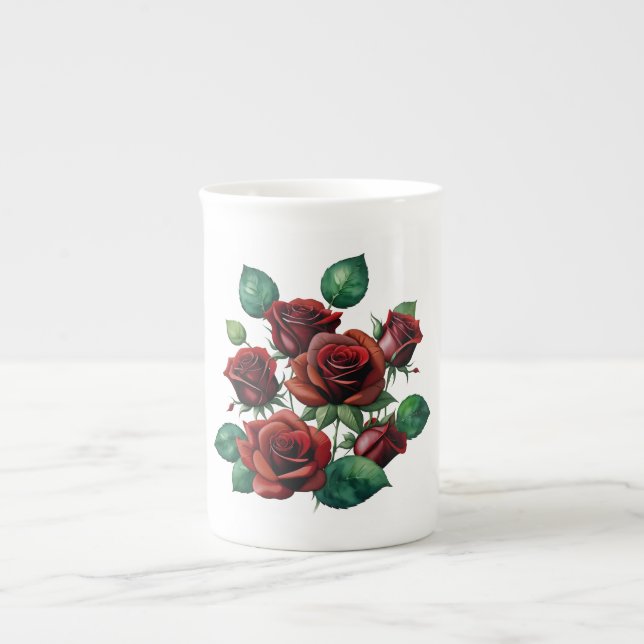 Tasse En Porcelaine Roses rouges (Devant)