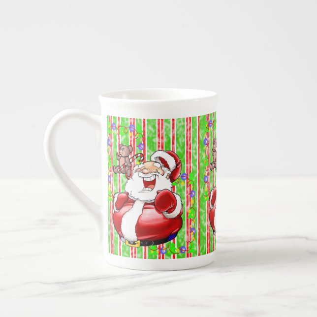 Tasse En Porcelaine Rouge rouge vert Joyeux Noël Ours en peluche (Gauche)