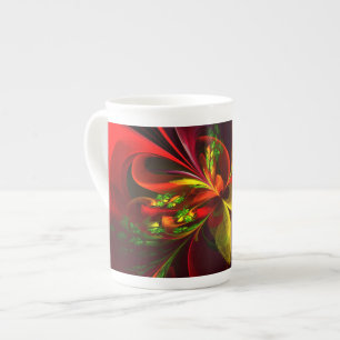 Tasse En Porcelaine Rouge vert moderne Floral Abstrait Art Motif #05