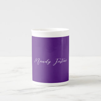 Tasse En Porcelaine Royal Purple Plain Élégante Calligraphie minimalis