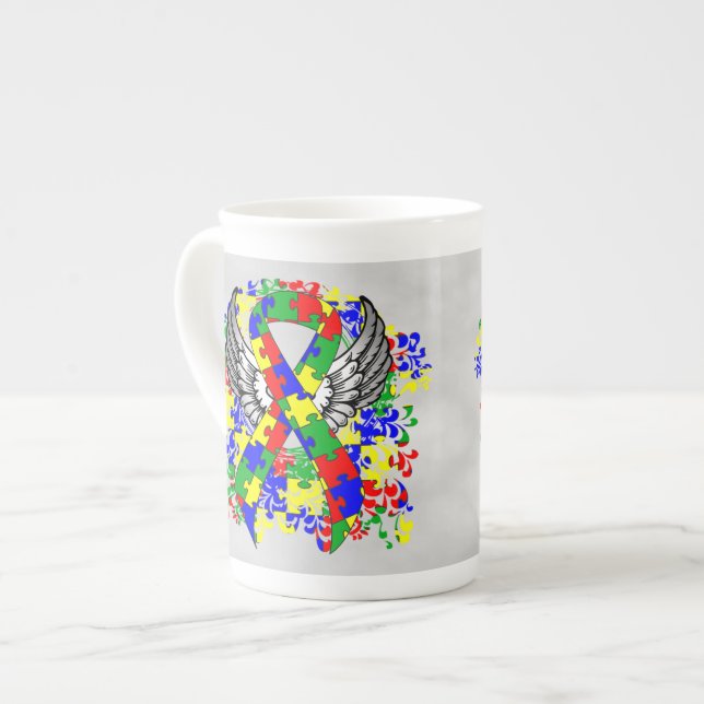 Tasse En Porcelaine Ruban Puzzle avec ailes (Devant gauche)