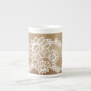 Tasse En Porcelaine Rustique campagne vintage beige toile de jute et d