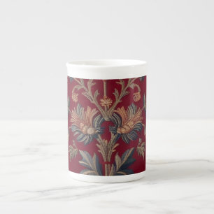 Tasse En Porcelaine Sac broderie medievale fleurie en rouge bordeaux