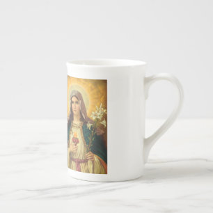 Tasse En Porcelaine Sacré Coeur de Jésus et Vierge Marie