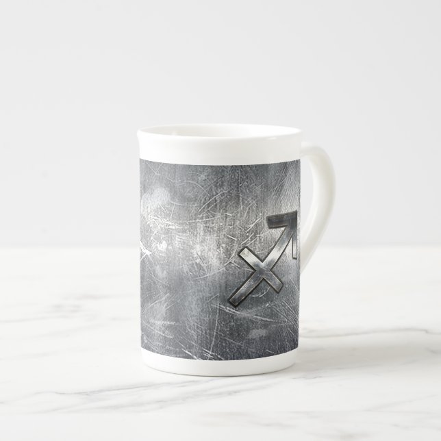 Tasse En Porcelaine Sagittarius Zodiac Silver Distour Steel look (Devant droit)