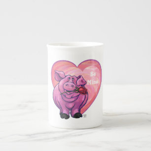 Tasse En Porcelaine Saint Valentin au cochon