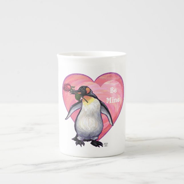 Tasse En Porcelaine Saint-Valentin Penguin (Devant)