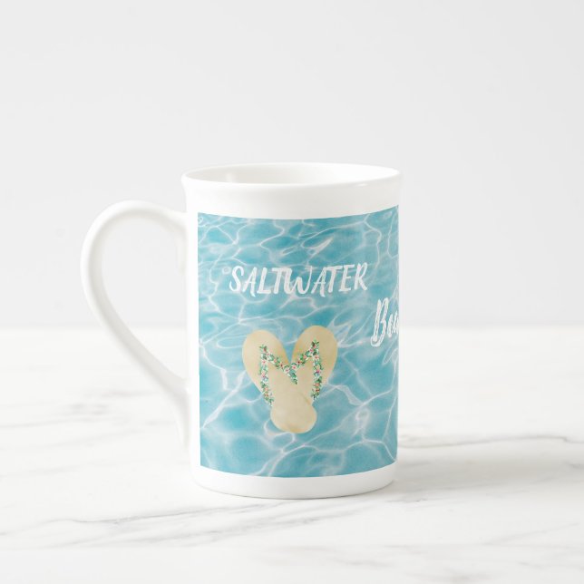 Tasse En Porcelaine Saltwater Beach Life Réflexions de la piscine aqua (Gauche)