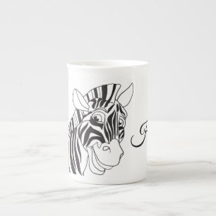 Tasse En Porcelaine "Salut" Lettres belle Zebra Black & White tendance