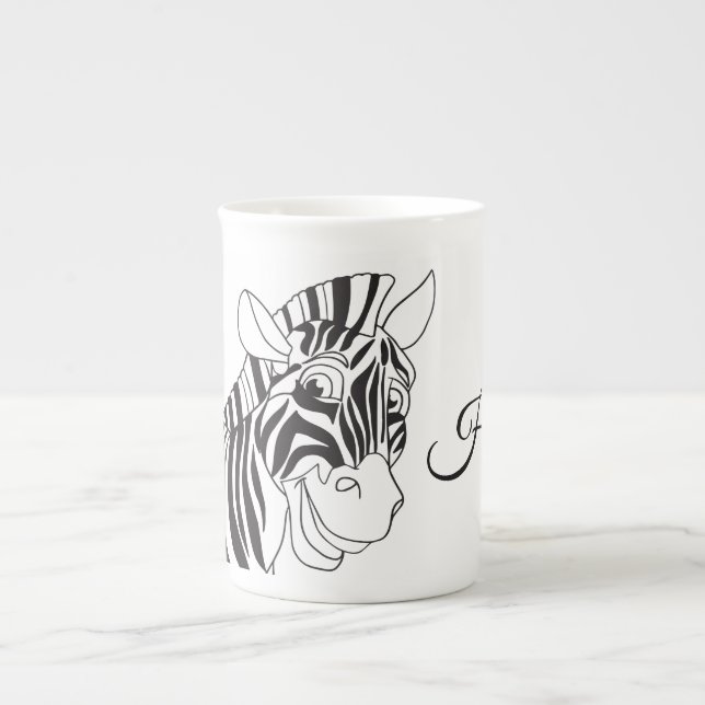 Tasse En Porcelaine "Salut" Lettres belle Zebra Black & White tendance (Devant)