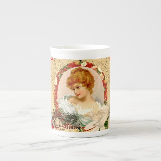 Tasse En Porcelaine Salutations de Noël (Devant)