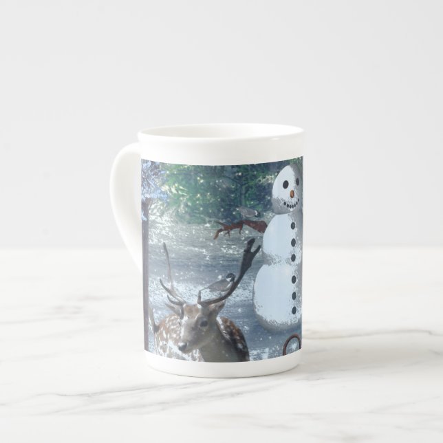Tasse En Porcelaine Salutations d'hiver (Devant gauche)