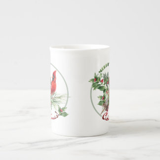 Tasse En Porcelaine Salutations du cardinal Holly Jolly !