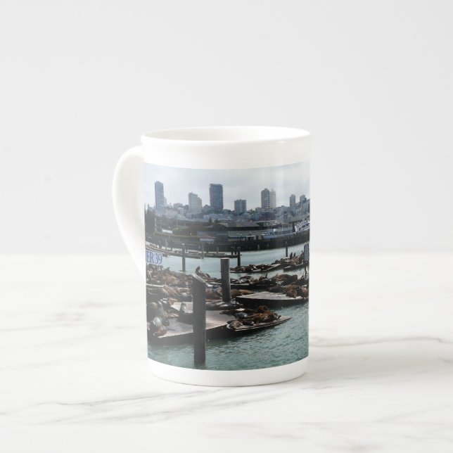 Tasse En Porcelaine San Francisco et Pier 39 Sea Lions City Skyline (Devant gauche)
