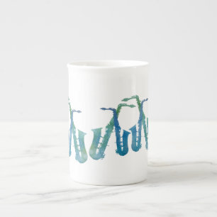 Tasse En Porcelaine Saxophones bleus frais