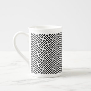 Tasse En Porcelaine Sayagata motif, japonais, noir et blanc