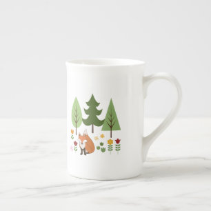 Tasse En Porcelaine Scandinavian Style Fox Flowers Trees Illustration
