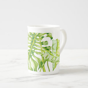Tasse En Porcelaine Sculptures feuillues sur une boue de Chine osseuse
