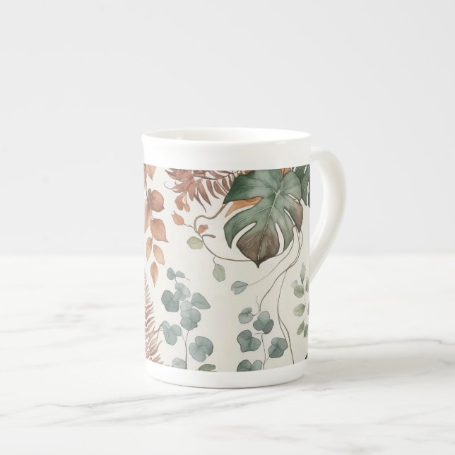 Tasse En Porcelaine Seamless boho botanical pattern Flowers  (Devant droit)