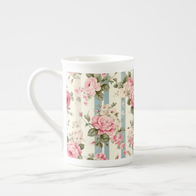 Tasse En Porcelaine Shabby Chic Roses Vintages (Gauche)