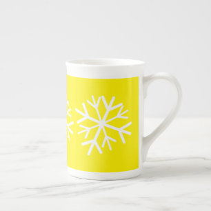 Tasse En Porcelaine Simple flocon de neige blanc  Jaune vif