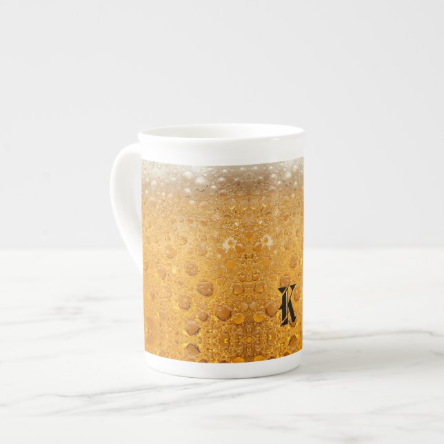 Tasse En Porcelaine Simple Gold Beer Monogram Christmas party (Devant gauche)