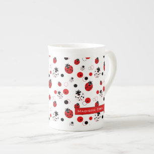Tasse En Porcelaine Simple Motif de Ladybug rouge, noir et blanc