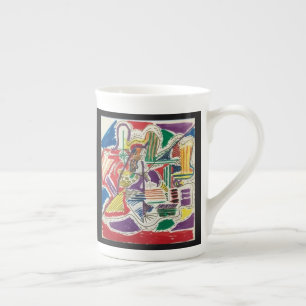 Tasse En Porcelaine Simplicité de la main gauche Abstraite de l'os Ch