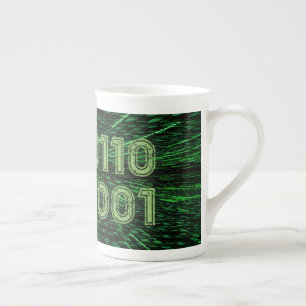 Tasse En Porcelaine SlipperyJoe's 69 code binaire vert vibrant calcul