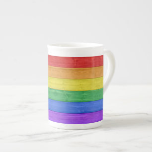 Tasse En Porcelaine SlipperyJoe's classique arc-en-ciel tactile fait m