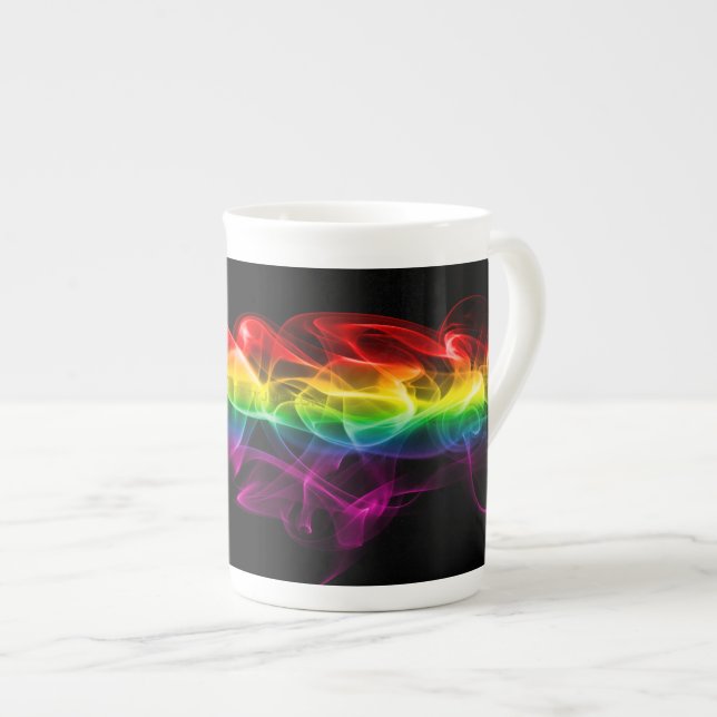 Tasse En Porcelaine SlipperyJoe's fumée vif arc-en-ciel célébré (Devant droit)