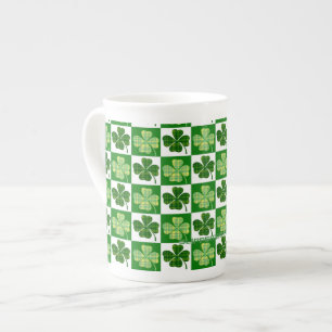 Tasse En Porcelaine SlipperyJoe's Green four-leaf clovers Saint Patric