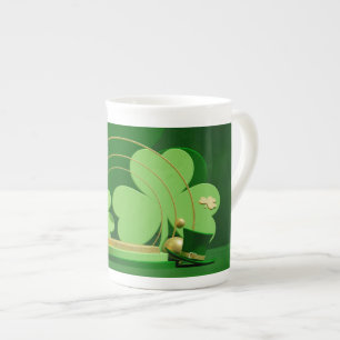Tasse En Porcelaine SlipperyJoe's Saint Patrick's Day trèfle à trois f
