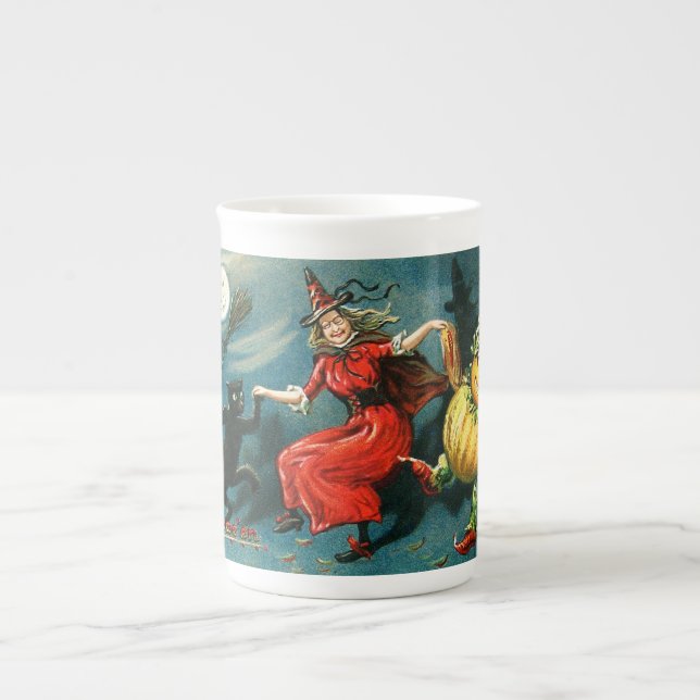 Tasse En Porcelaine Sorcière de Halloween de danse (Devant)