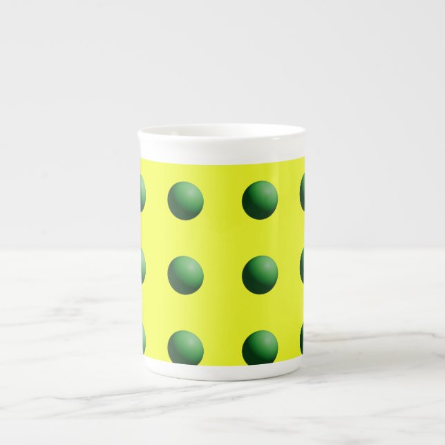 Tasse En Porcelaine Sphères vertes sur jaune (Devant)