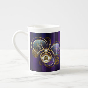 Tasse En Porcelaine Spider Steampunk sur Arrière - plan pourpre