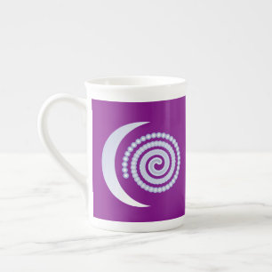 Tasse En Porcelaine Spirale de lune d'argent sur violet