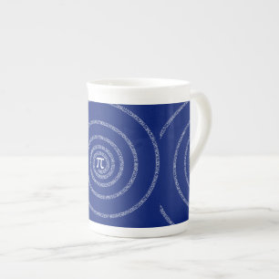 Tasse En Porcelaine Spirale pour typographie de Pi sur Blue
