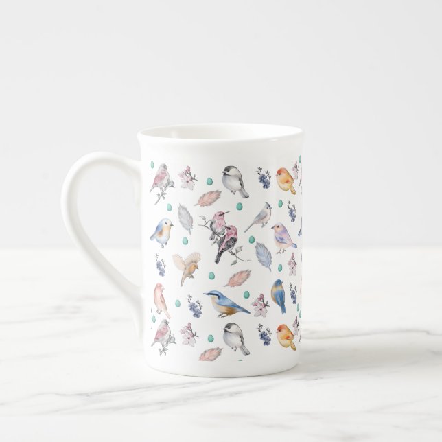 Tasse En Porcelaine Spring Birds Pattern (Gauche)