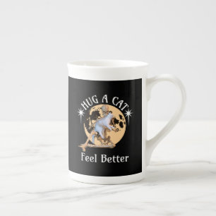 Tasse En Porcelaine Squelette de chat câlin au clair de lune Confort H