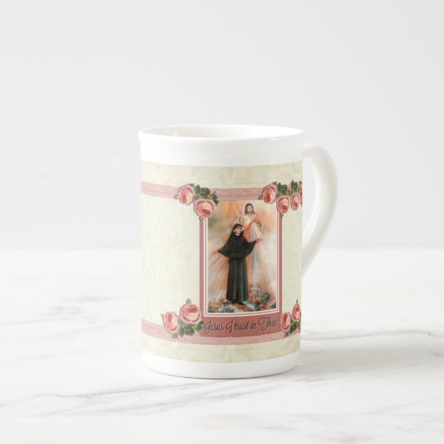 Tasse En Porcelaine St Faustina Divine Mercy BONE CHINE Tea Cup (Devant droit)